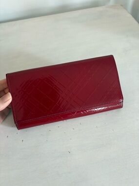 Beautiful Burberry Red Patent Leather Long Wallet